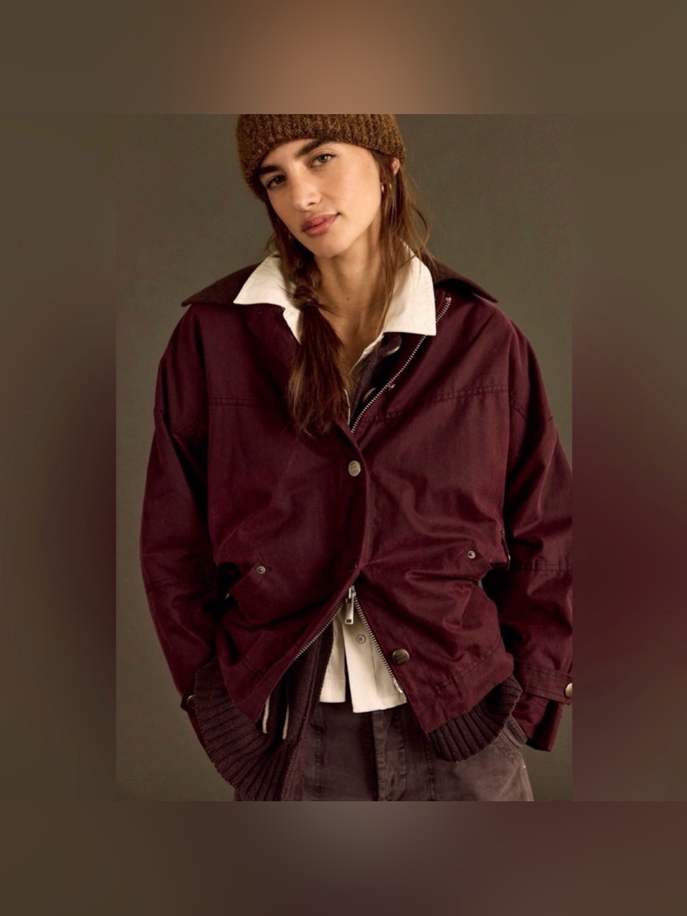 Free People x We The Free Cori Waxed Jacket XL NWT Burgundy